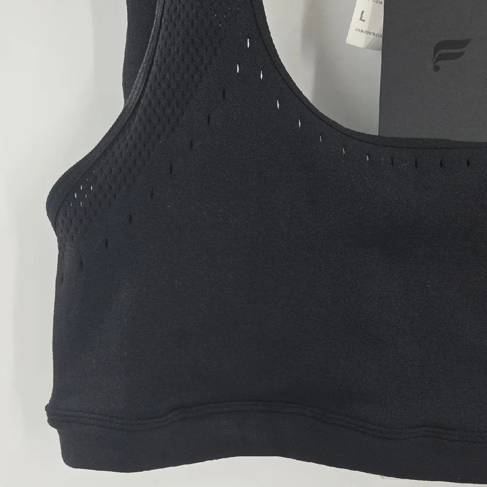 Fabletics Black Racerback Sports Bra L NWT